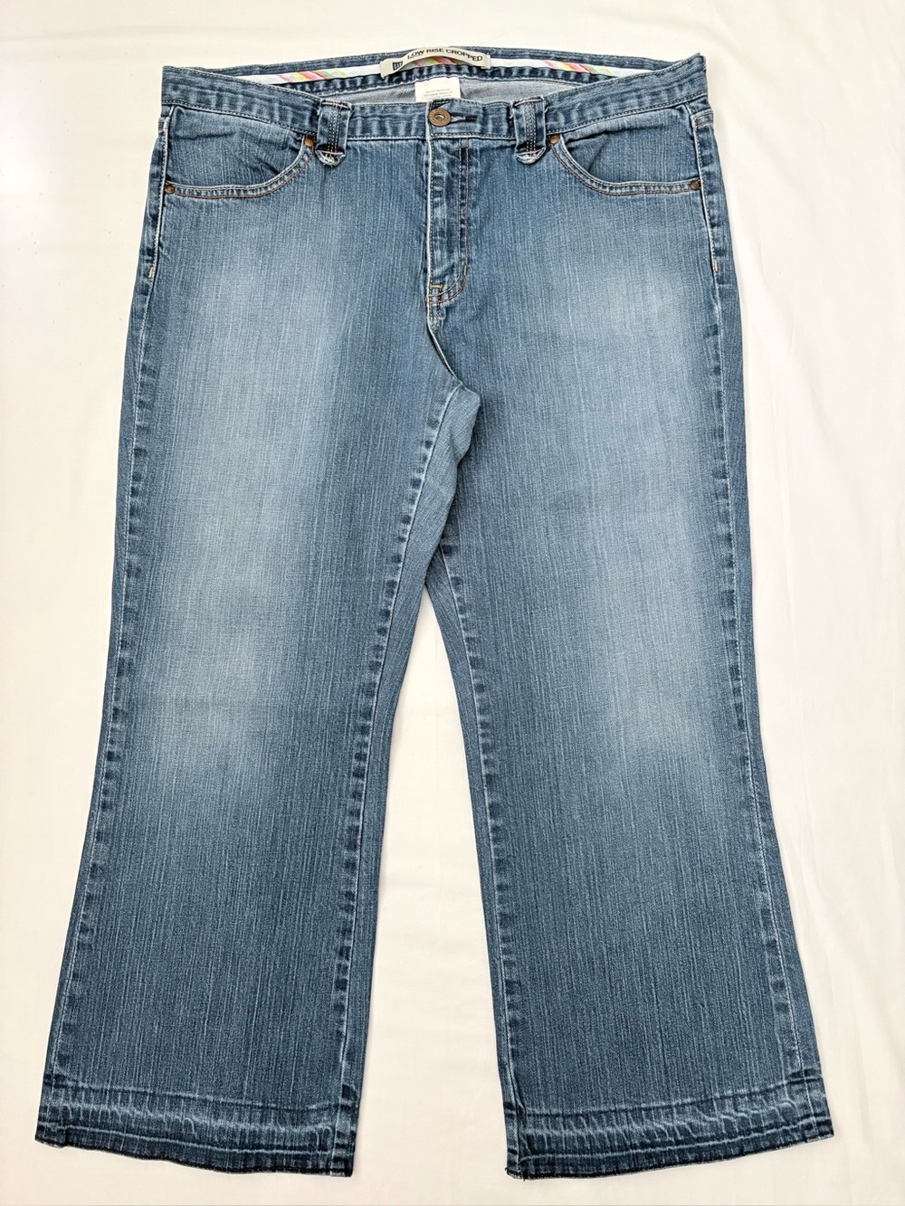 GAP Low Rise Cropped Stretch Jeans Size 14 Faded Blue 4-Pocket
